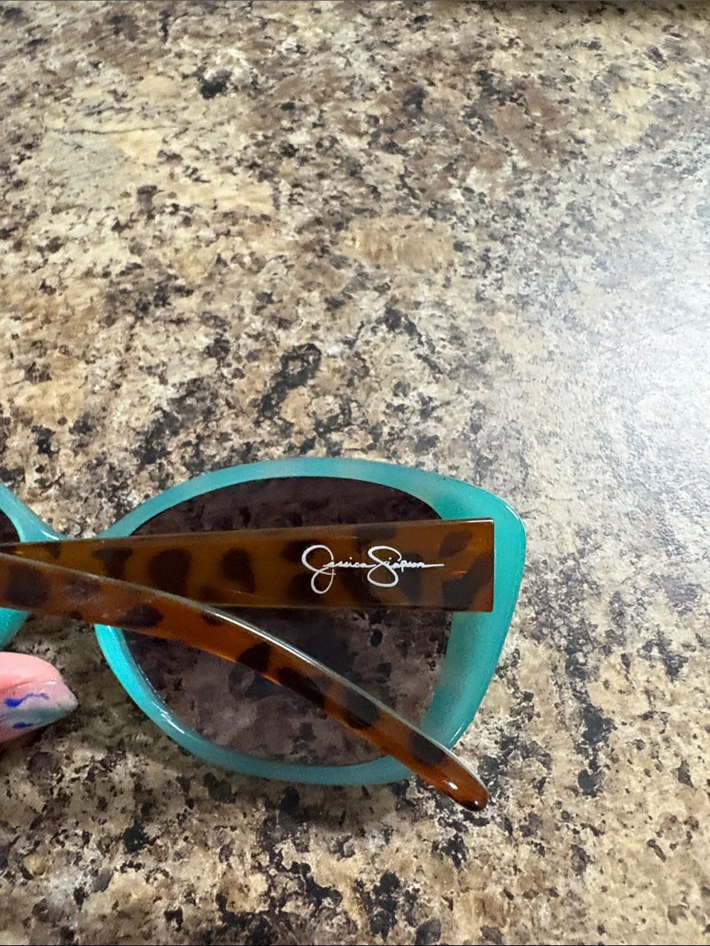 Jessica Simpson Tortoiseshell and Teal Oversized Women's Sunglasses